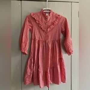 Vintage 70s girl's Cinderella Stop the Press red checkered dress Long Sleeve